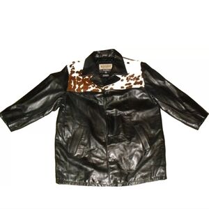 Wilsons M Julian Mens Leather Real Cow Hair Button Up Jacket sz. XL New Cowboy